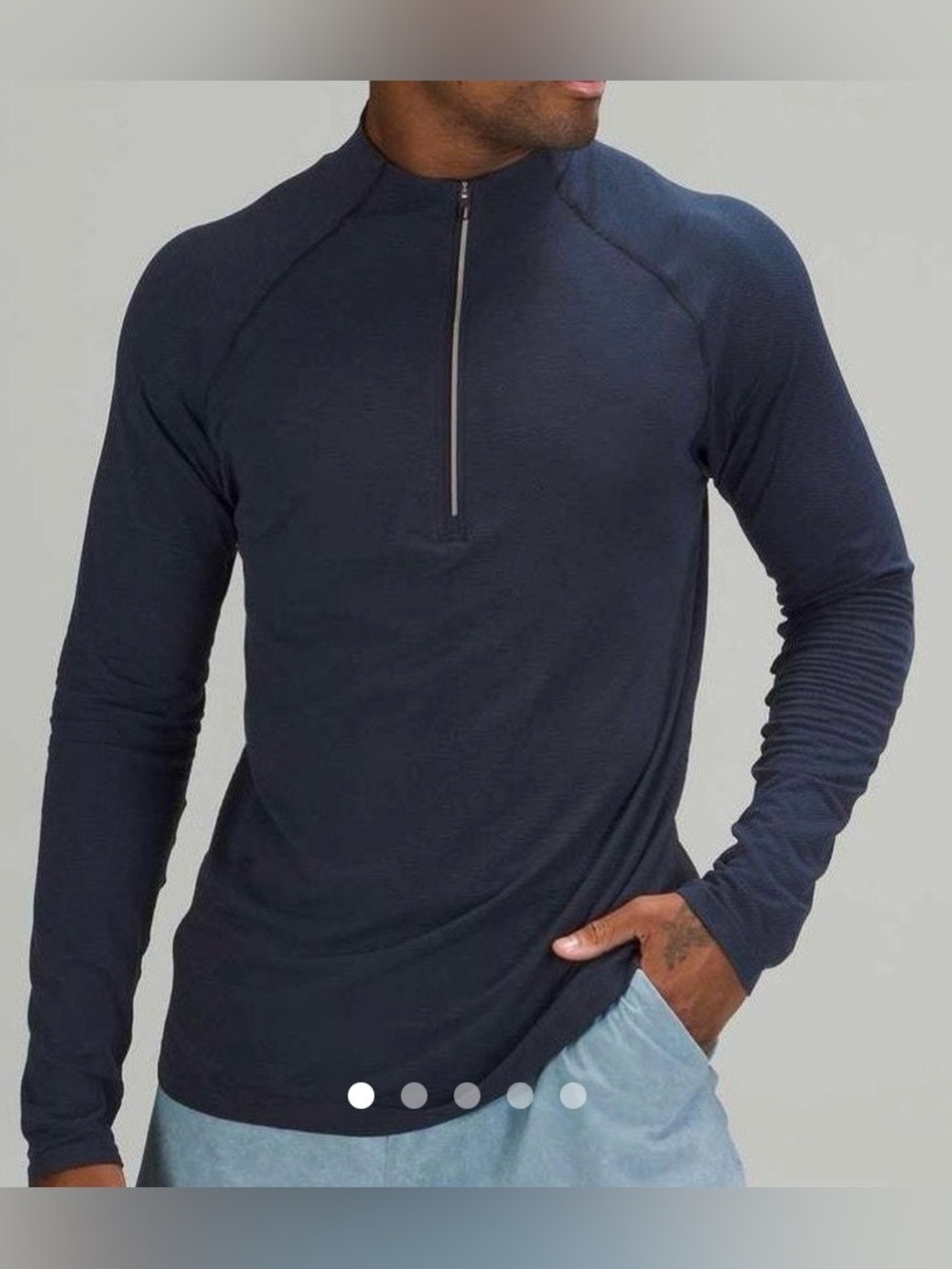 Lululemon Metal Vent Tech Half-Zip Size Large True Navy Mineral Blue Run Gym